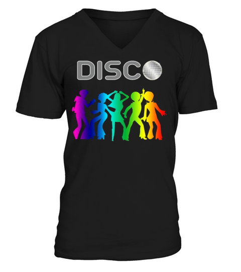 Vintage Retro 1970s Rainbow Disco Dancers V-Neck T-shirt