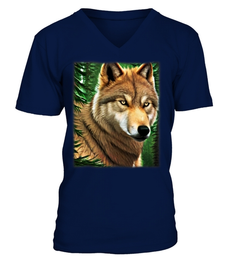 Wolf artwork design predator face imprint V-Neck T-shirt