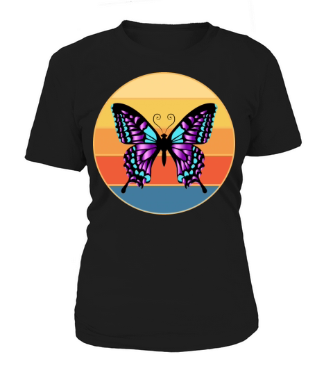 Cute Butterfly Retro Sunset Vintage Animal Insect Women's T-Shirt