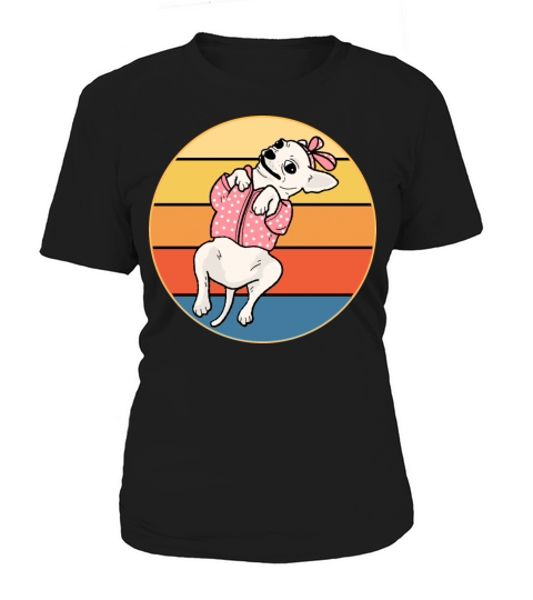 Cute Chihuahua Dog Breed Vintage Retro Sunset Women's T-Shirt