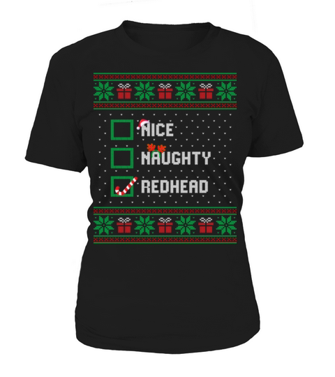 Nice Naughty Redhead Funny Christmas List Santa Women's T-Shirt