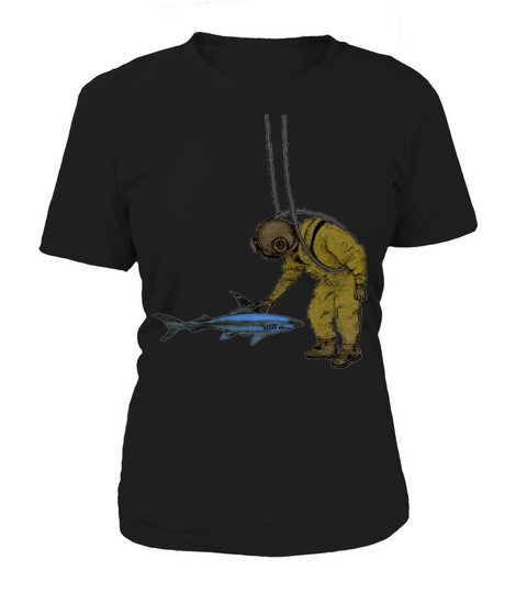 Vintage Diver with Diving Helmet and a Shark Urm Women's T-Shirt