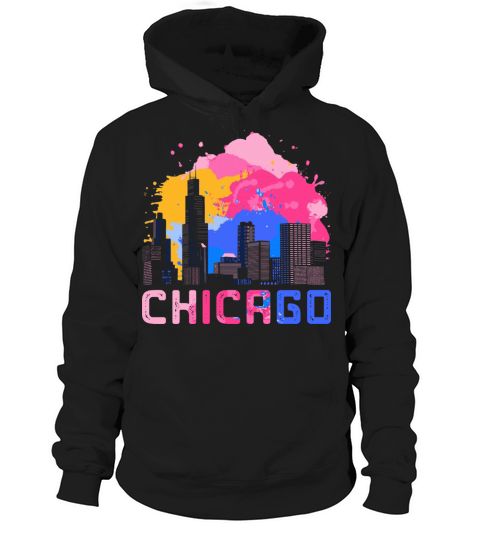 Chicago Skyscape Retro Illinois Idea Vintage Hoodie Unisex