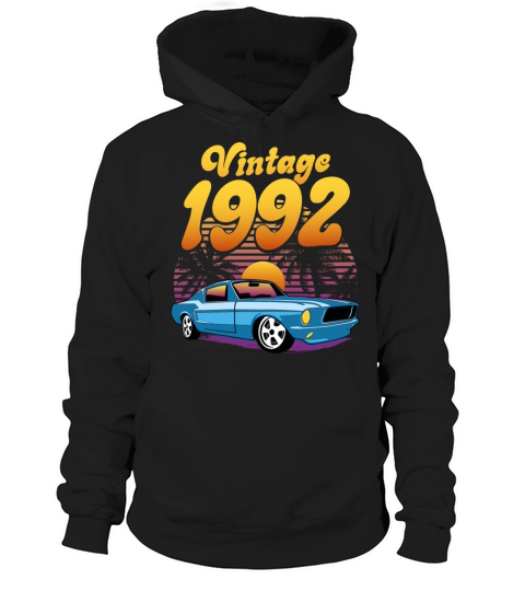 Retro Sunset With Car Vintage 30th Birthday Hoodie Unisex