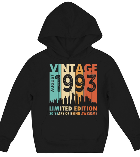 30th birthday vintage august 1993 limited edition Kids Hoodie