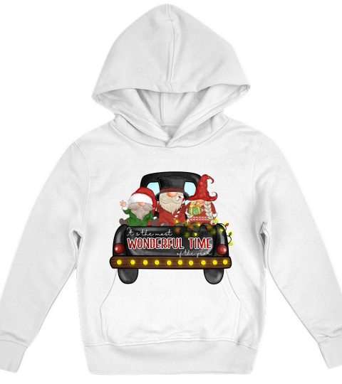 Christmas gnomes Truck Its the most wonderful time of the year Kids Hoodie