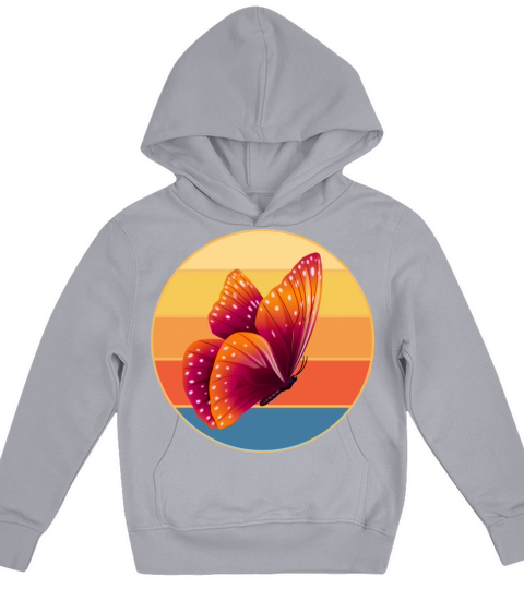 Cute Butterfly Retro Sunset Vintage Animal Insect Kids Hoodie