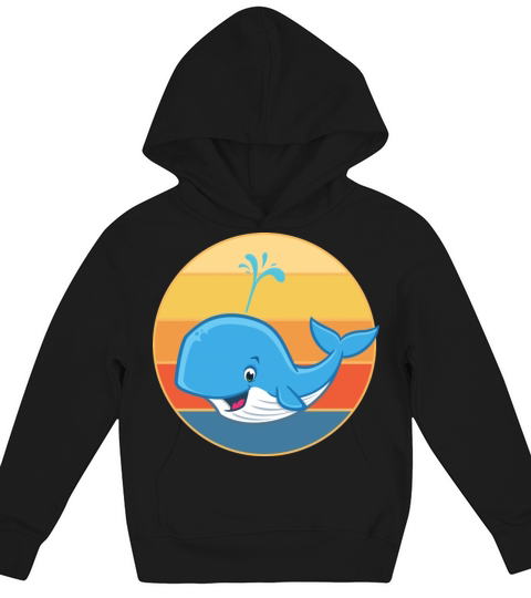 Cute Kawaii Whale Retro Sunset Vintage Ocean Kids Hoodie