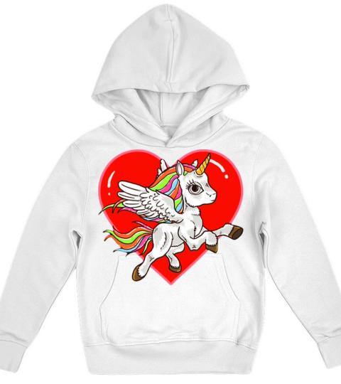 heart unicorn valentines day hearts day love Kids Hoodie