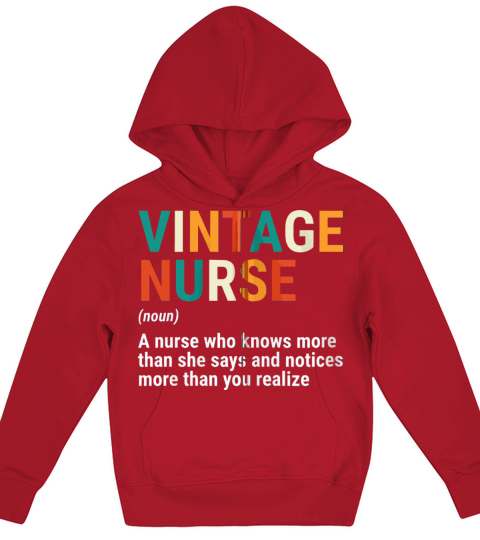 Vintage Nurse Definition Funny Retro Vintage Nursi Kids Hoodie