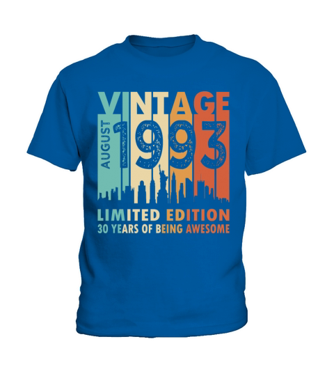30th birthday vintage august 1993 limited edition Kids T-Shirt