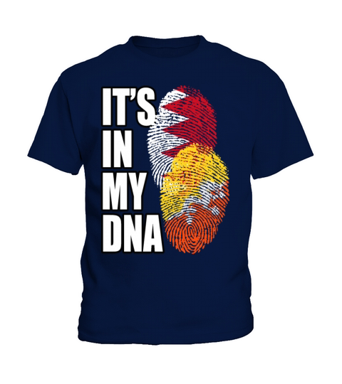 Bhutanese And Bahraini Mix Heritage DNA Flag Kids T-Shirt