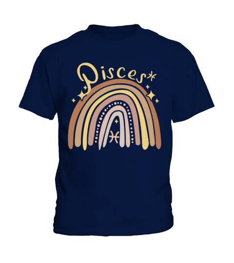 Pisces Zodiac Bohemian Boho Rainbow 70s Vintage Ae Kids T-Shirt