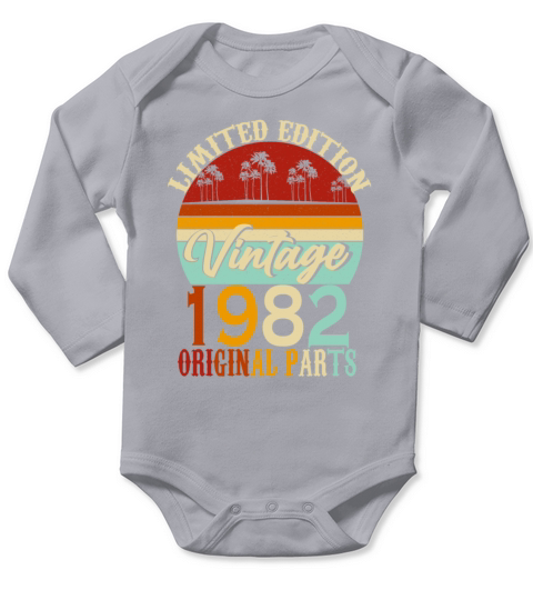 1982 Born Vintage Birthday Retro Long Sleeve Baby One-Piece
