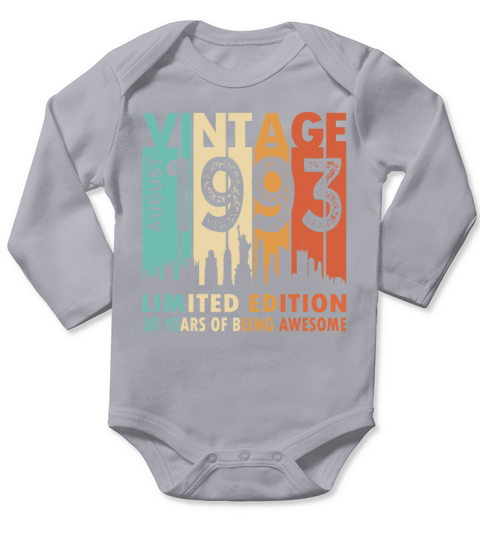 30th birthday vintage august 1993 limited edition Long Sleeve Baby One-Piece