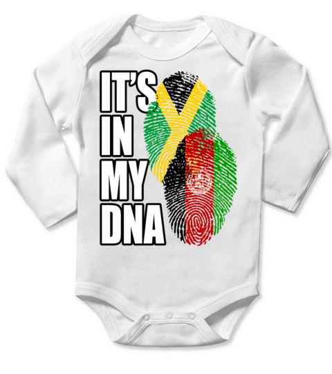 Afghan And Jamaican Mix Heritage DNA Flag Long Sleeve Baby One-Piece