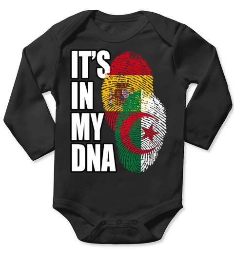 Algerian And Spaniard Mix Heritage DNA Flag Long Sleeve Baby One-Piece