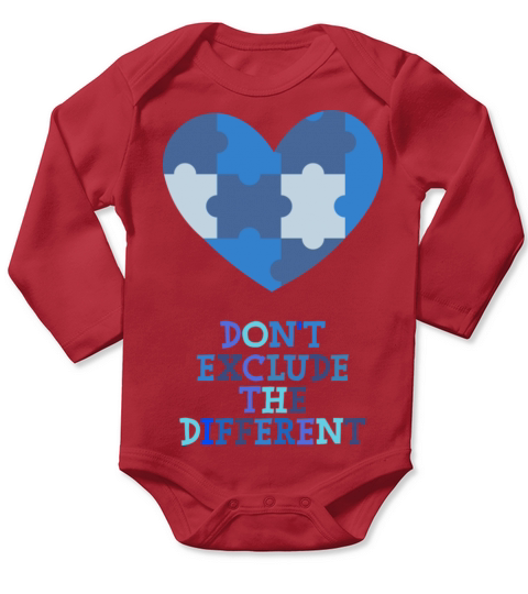 Autism Awareness Blue Heart Long Sleeve Baby One-Piece