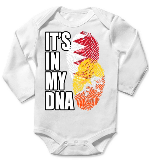 Bhutanese And Bahraini Mix Heritage DNA Flag Long Sleeve Baby One-Piece