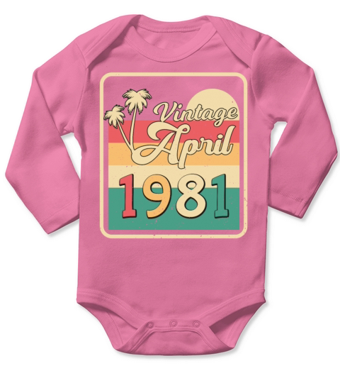 Born April 1981 Vintage Long Sleeve Baby One-Piece