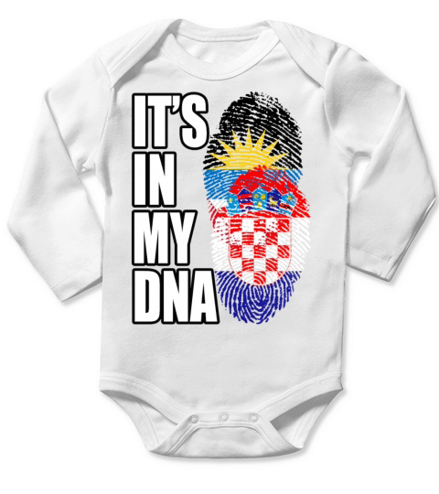 Croatian And Antiguan Mix Heritage DNA Flag Long Sleeve Baby One-Piece