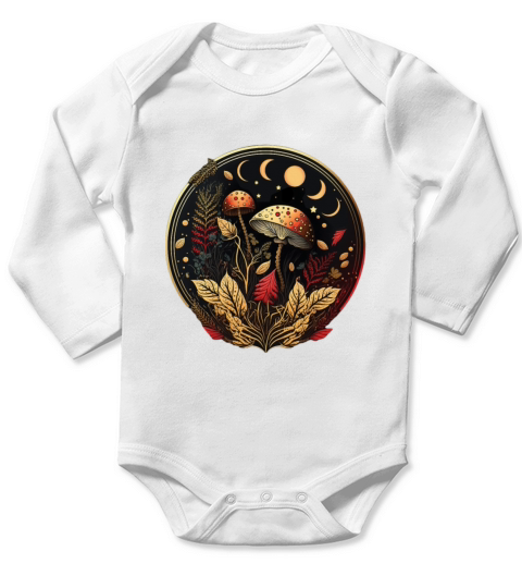 Goblincore Aesthetic Cottagecore Mushroom Dark Long Sleeve Baby One-Piece