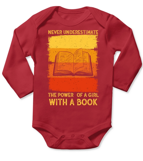 Never Underestimate The Power of A Girl With Book Long Sleeve Baby One-Piece