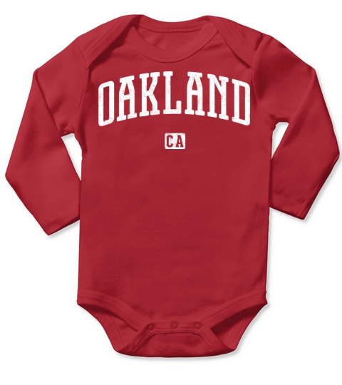Oakland California Vintage Style Long Sleeve Baby One-Piece