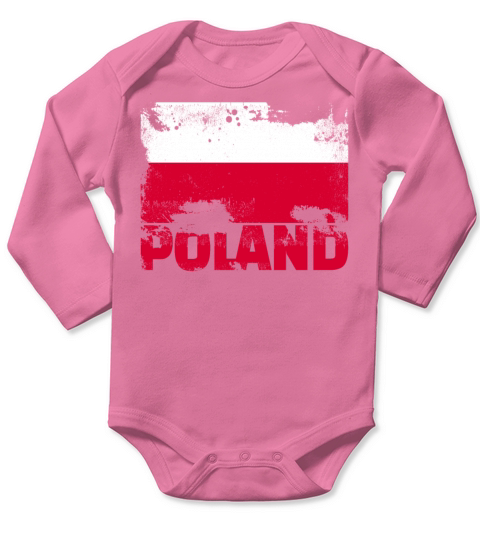 Poland Flag Vintage Distressed Polish Grunge Trave Long Sleeve Baby One-Piece