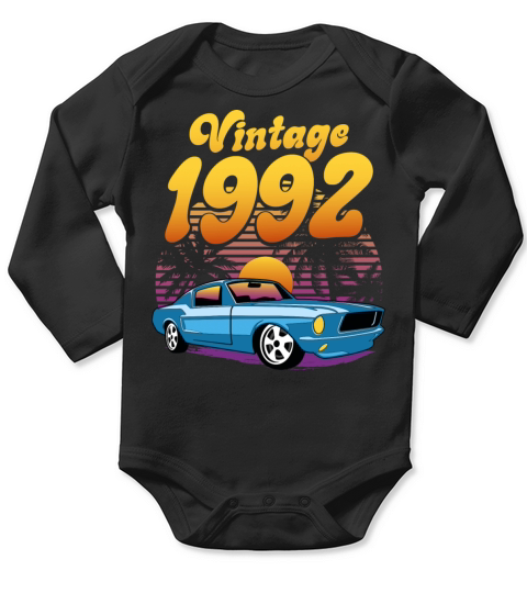 Retro Sunset With Car Vintage 30th Birthday Long Sleeve Baby One-Piece