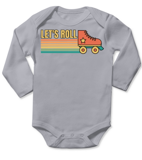 Retro Vintage Lets Roll Roller Skating Skater Long Sleeve Baby One-Piece