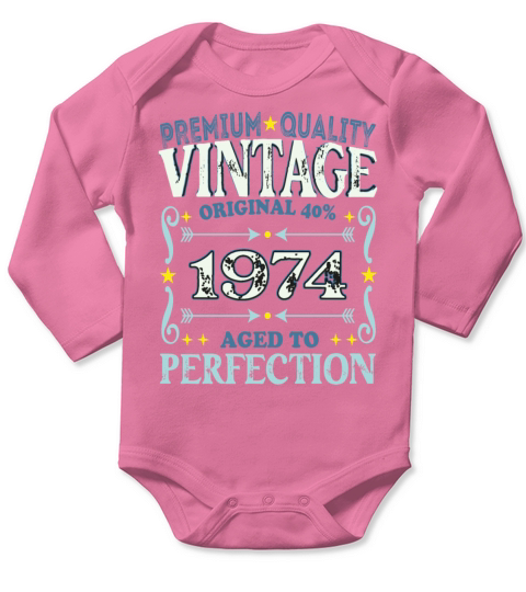 Vintage 1974 Birth Year Funny Birthday Gift Long Sleeve Baby One-Piece