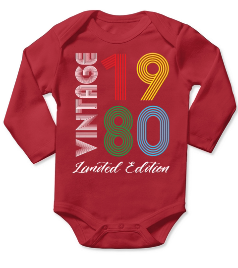 Vintage 1980 Vintage Birthday Retro Vintage Long Sleeve Baby One-Piece