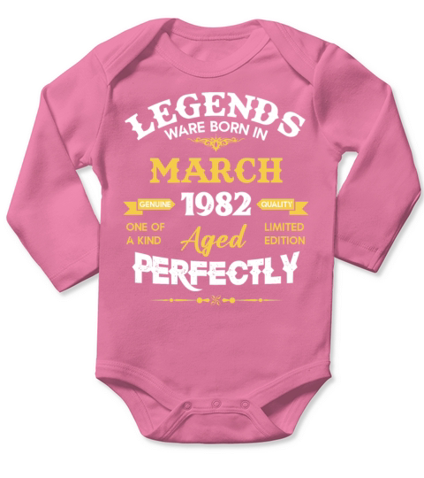 Vintage Aged To Perfection March 1982 Long Sleeve Baby One-Piece