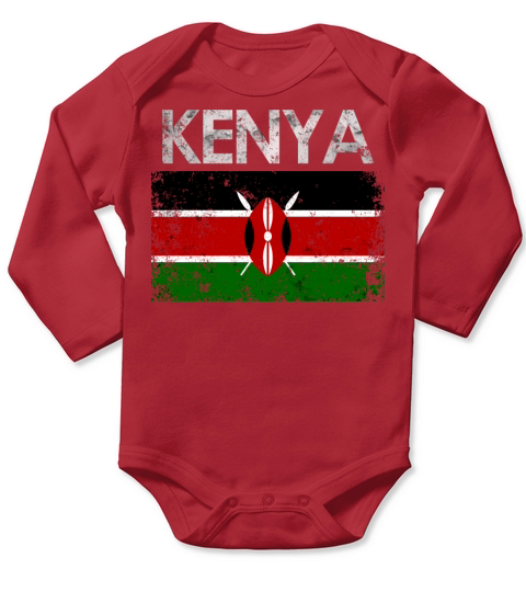 Vintage Kenya Kenya Flag Pride Long Sleeve Baby One-Piece
