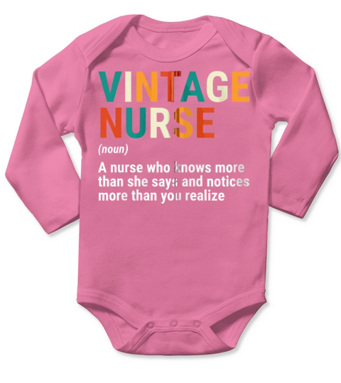 Vintage Nurse Definition Funny Retro Vintage Nursi Long Sleeve Baby One-Piece