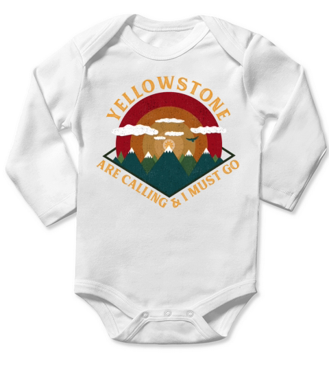 Yellowstone Are Calling And I Must - Retro Vintage Long Sleeve Baby One-Piece