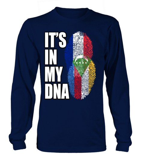 Comoran And French Mix Heritage DNA Flag Long sleeved Unisex