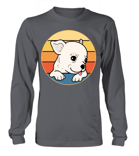 Cute Chihuahua Dog Breed Vintage Retro Sunset Long sleeved Unisex