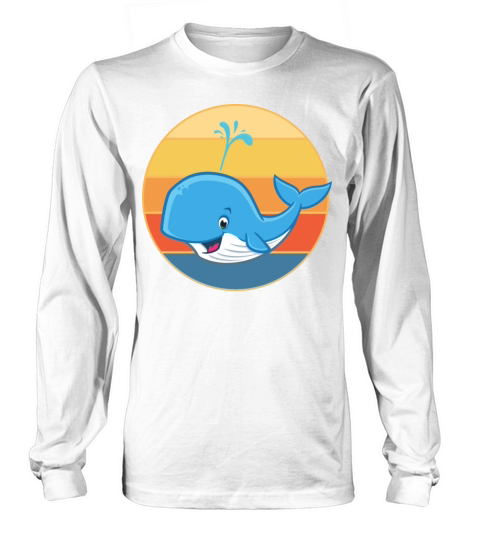 Cute Kawaii Whale Retro Sunset Vintage Ocean Long sleeved Unisex