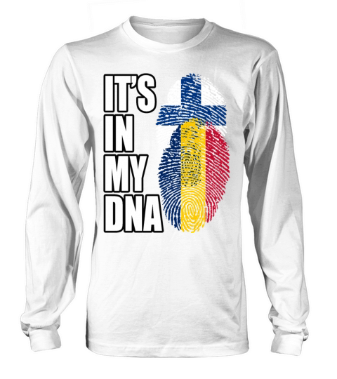 Finland And Chadian Mix Heritage DNA Flag Long sleeved Unisex