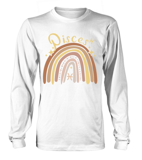 Pisces Zodiac Bohemian Boho Rainbow 70s Vintage Ae Long sleeved Unisex