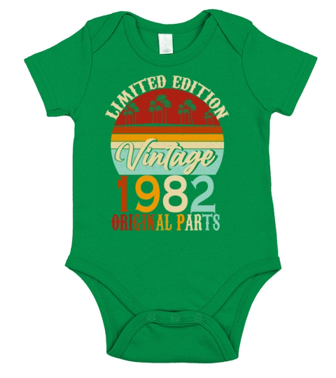 1982 Born Vintage Birthday Retro Short Sleeve Baby One-Piece