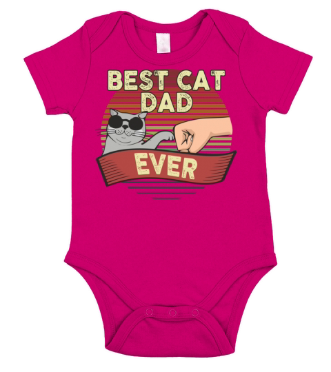 Best Cat Dad Ever Vintage Style Funny Cat in Sungl Short Sleeve Baby One-Piece