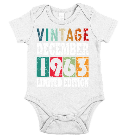 Birth Month December 1963 Vintage Short Sleeve Baby One-Piece
