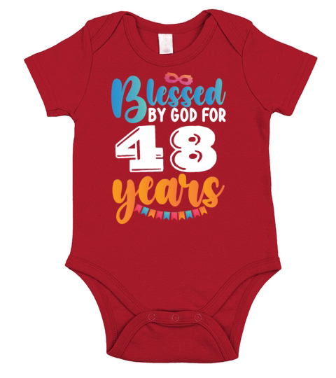 Birthday Blessed by God for 48 Years Short Sleeve Baby One-Piece
