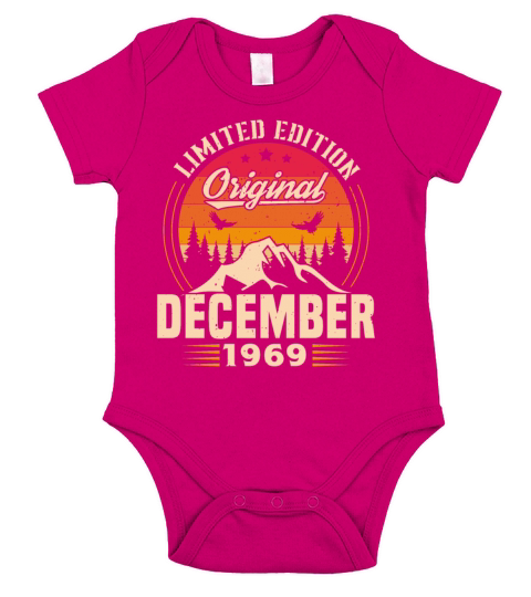 Birthday Gift December 1969 Vintage Retro Short Sleeve Baby One-Piece