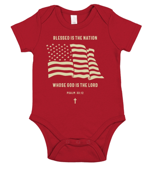Blessed Is The Nation Whose God Is Lord Christian Short Sleeve Baby One-Piece