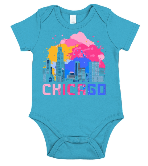 Chicago Skyscape Retro Illinois Idea Vintage Short Sleeve Baby One-Piece