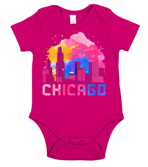 Chicago Skyscape Retro Illinois Idea Vintage Short Sleeve Baby One-Piece